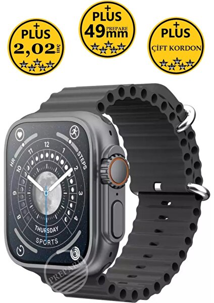 Watch 8 Ultra Plus Pro 49MM 2,02INÇ Çift Kordon Nfc Konuşma Özellikli Ios Android Uyumlu Akıllı Saat