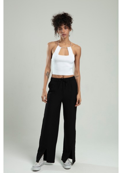 Siyah Renkli Spor Kendinden Püsküllü Üçgen Kesim Fashion Kapşonlu Özel Yıkamalı 4 Mevsimlik Hirka SFYZ3001