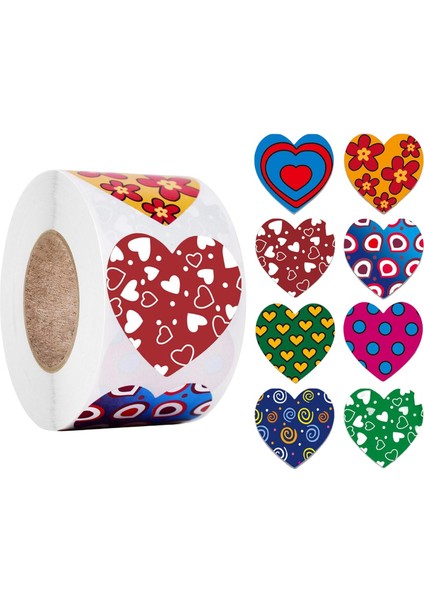 500PCS Kalp Çıkartmaları 1 Inç Için Kendi Yapışkan Renkli Dekoratif Çıkartma Etiketleri (Yurt Dışından)