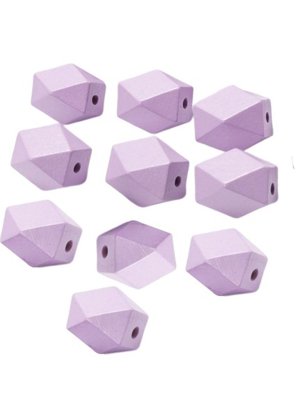 10X Ahşap Ara Boncuklar Parti Süsleri Için Geometrik Anahtarlık El Sanatları Menekşe Yapıyor (Yurt Dışından)