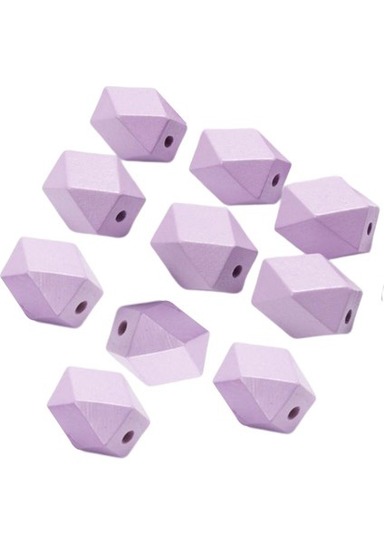 10X Ahşap Ara Boncuklar Parti Süsleri Için Geometrik Anahtarlık El Sanatları Menekşe Yapıyor (Yurt Dışından)