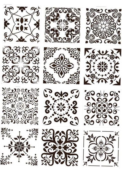 12X Mandala Şablon Şablonu Boyama Çizim Şablonları Zemin Karo Duvarları Stil (Yurt Dışından)