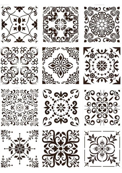 12X Mandala Şablon Şablonu Boyama Çizim Şablonları Zemin Karo Duvarları Stil (Yurt Dışından)