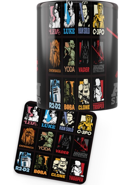 Star Wars Serisi Anakin Baskılı Porselen Kupa + Ahşap Bardak Altlığı fiyatları