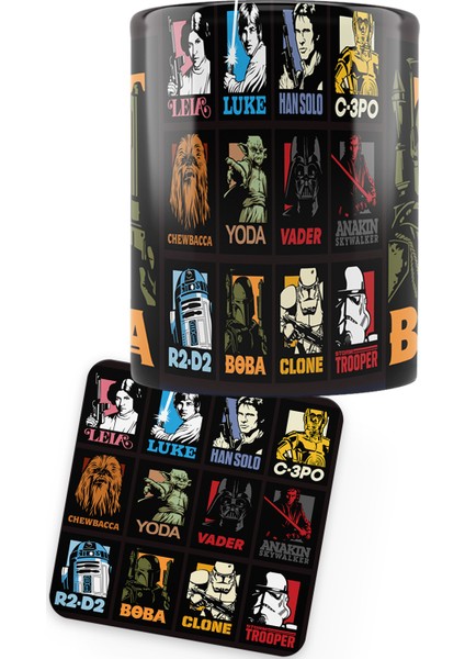 Star Wars Serisi Boba Baskılı Porselen Kupa + Ahşap Bardak Altlığı fiyatları