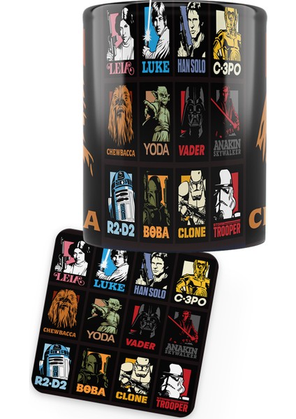 Star Wars Serisi Chewbacca Baskılı Porselen Kupa + Ahşap Bardak Altlığı fiyatları
