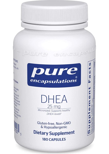 Pure Encapsulations Dhea 25 mg Hypoallergenic Micronized Dhea 180 Kapsül Non  Gmo