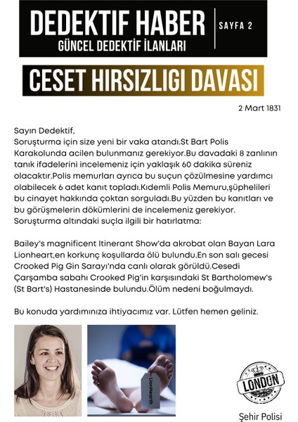 Ceset Hırsızlığı Davası Dedektif Oyunu - Çözülemeyen Davalar - Katil Kim Oyunu - Gizemli Cinayetler