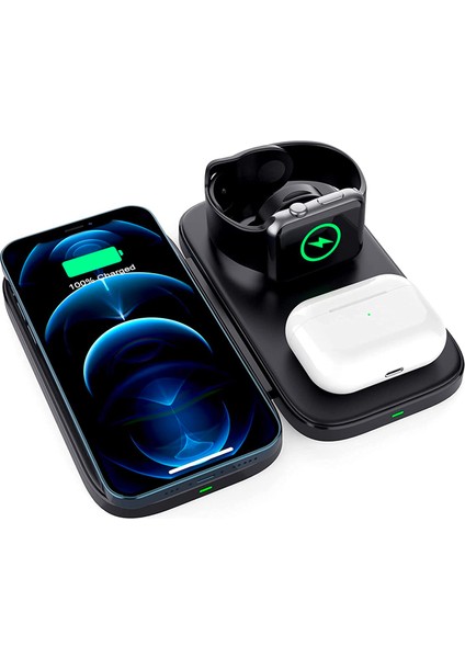 Ally W66 15W 3 In1 Android + iPhone Taşınabilir Mini Kablosuz Hızlı Şarj Standı