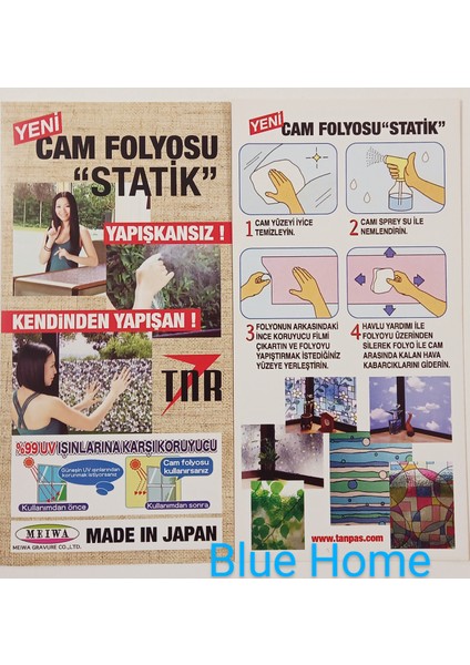 Meiwa Japon Teknolojisi Statik Vitray 4dsx Cam Folyosu Filmi/ Ebat: 46 cm x 1 Mt-Yaprak3