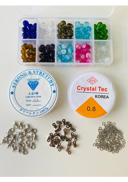 NO:110 Doğaltaş 8 mm Takı Yapım Seti ( Lapis Kristal Kuvars Akik Yeşim Sitrin Ametist Necef Aytaşı )