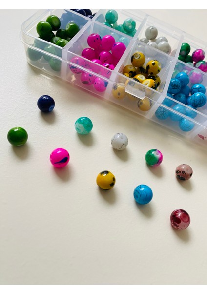 NO:111 Renkli Cam Boncuk 8 mm Takı Yapım Seti - Hobi Seti fiyatları