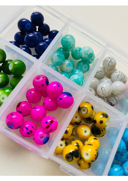 NO:111 Renkli Cam Boncuk 8 mm Takı Yapım Seti - Hobi Seti fırsatları