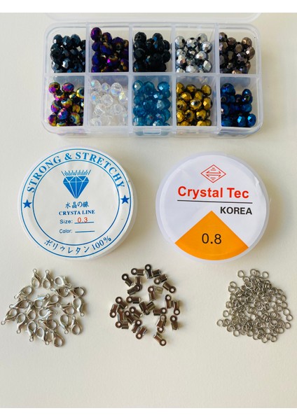 NO:112 Kristal Boncuk 8 mm Kolye Bileklik Kolye Takı Yapım Seti ve Hobi Malzemeleri
