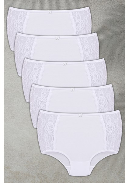 Soft Light, Toparlayıcı Yüksel Bel Dantelli Beyaz Bato Kadın Külot 5'li