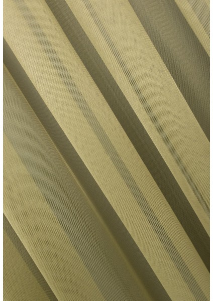 Taç Haki Düz Renk, 1/2 Seyrek Pile Tül Perde Tek Kanat - 140 x 200 cm