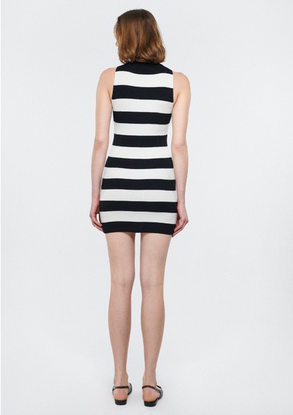 Kadın Siyah Çizgili Elbise 1310260-84514 fırsatları