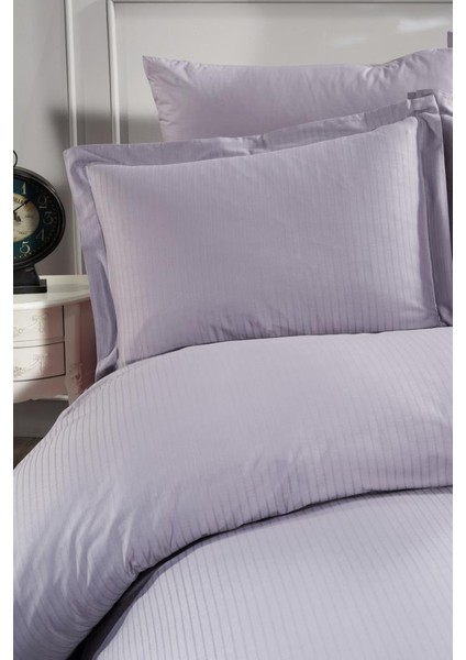 Satin Zarif Armürlü Çift Kişilik Nevresim Takımı Gri