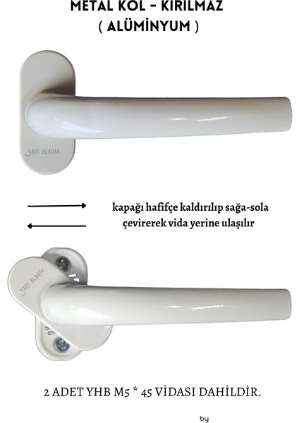 Sarıalarm Pvc Pencere Kolu Metal Beyaz