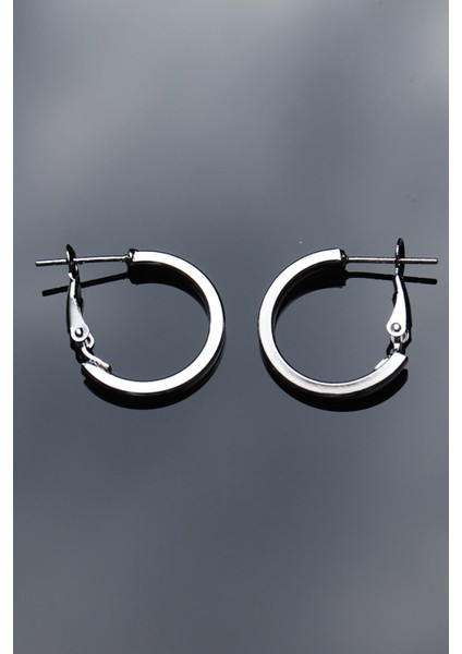 Gümüş Renk Köşeli Halka Klipsli Küpe 2mm 2×2