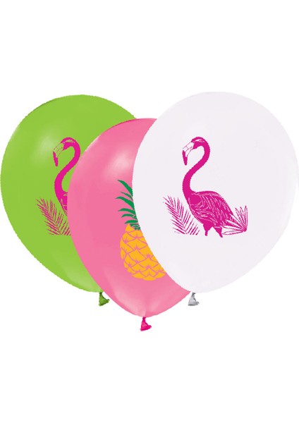 2+1 Flamingo Baskılı 12INÇ Balon 8'li