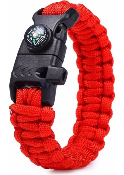 Lariss Paracord Survival Bileklik Pusula Ateş Başlatıcı ve Ikaz Düdüğü