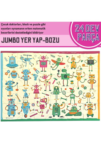 Doerkids Dev Robotlar Puzzle | Jumbo Yer Puzzle | Robots 24 Parça Robotlar fiyatları