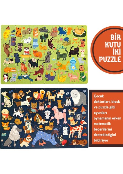 Doerkids Baby Puzzle Kediler ve Köpekler Puzzle 2 Puzzle Bir Arada 48 Prç. Cats And Dogs Puzzle 2 In 1 Puzzle Kedi Köpek fiyatları