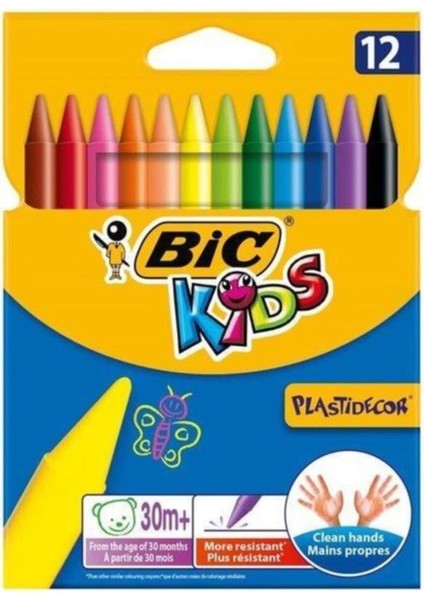 Kids Plastidecor Silinebilir Pastel Boya 12 Renk
