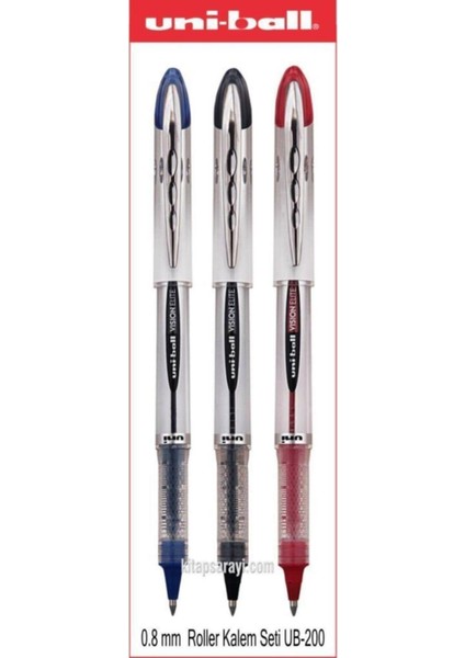 Uniball Vision Elite 0.8 mm Roller Kalem Seti 3 Adet UB-200