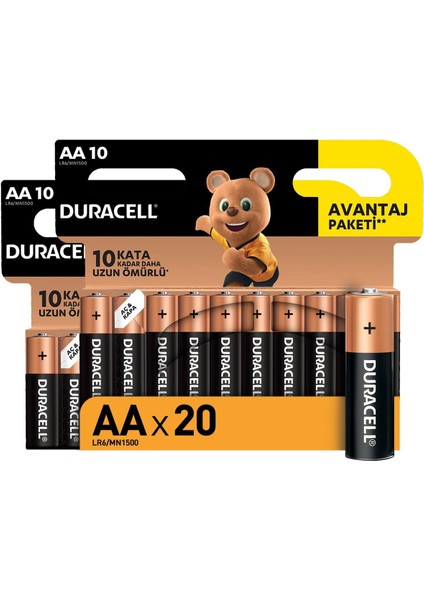 Alkalin Aa Kalem Piller, 20 Li Paket