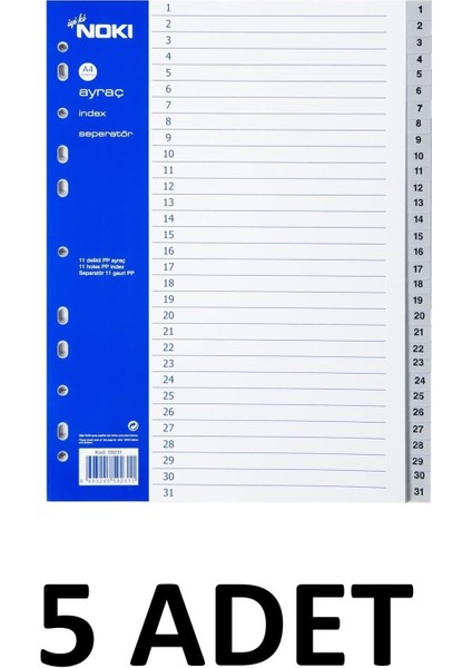 5 Adet 1-31 Rakamlar Ayraç Seperator