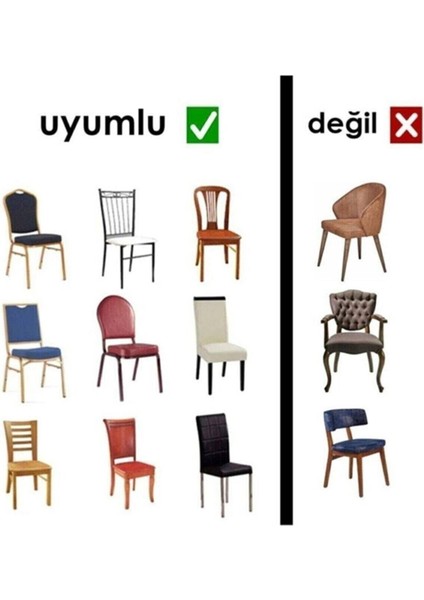 Likrali Kümaş Desenli Sandalye Örtüsü, Lastikli, Esnekli Sandalye Kılıfı 6li