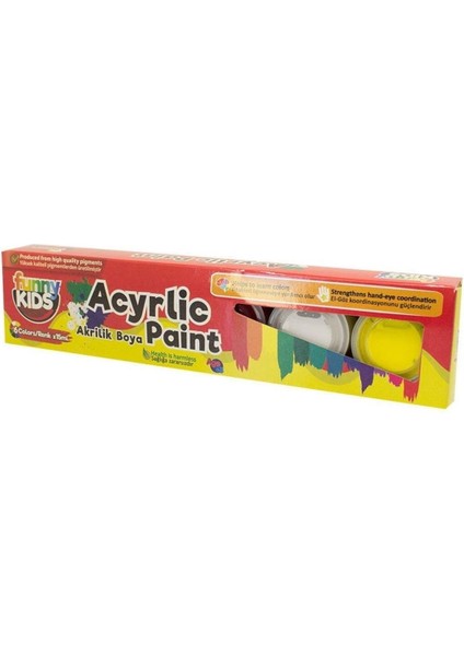 Uni Çocuk Kırmızı Funny Kids Akrilik Boya 6 Renk x 15 ml Set