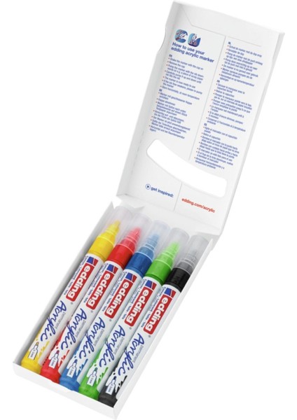 5100 Akrilik Markör 5’li Paket (Temel) 2-3 Mm’lik Yuvarlak Uç