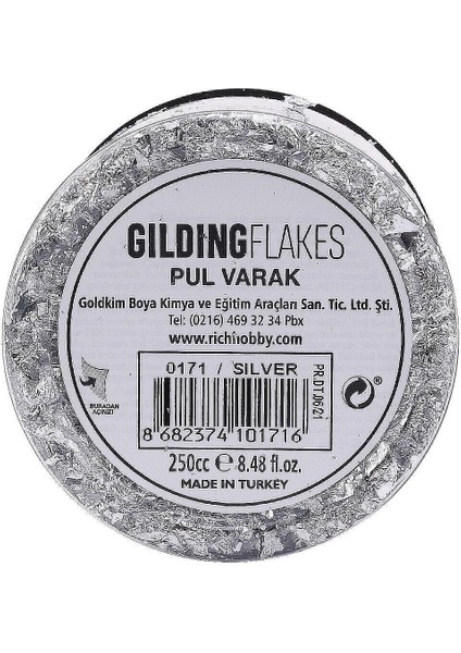 Gilding Flakes Gümüş Pul Varak 250 cc Sanatsal Çalışmalar İçin Kullanım fiyatları