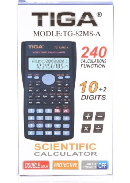 TG-82MS-A 10+2 Hane Bilimsel Fonksiyonlu Hesap Makinesi Tiga