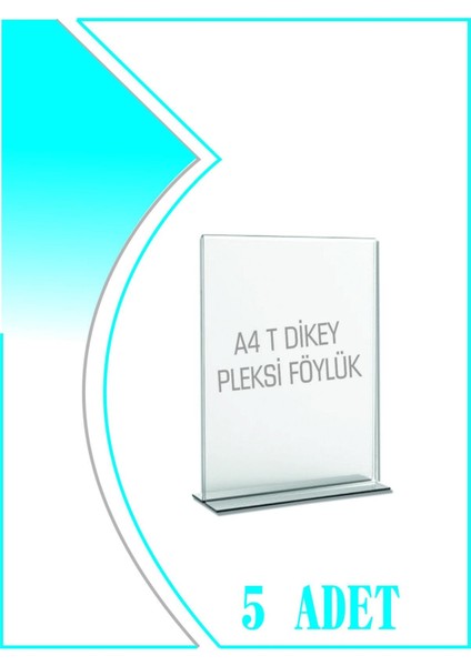 Krcdisplay T Tipi A4 Kağıdı Boyutlu Dikey Pleksi Föylük 5 Adet