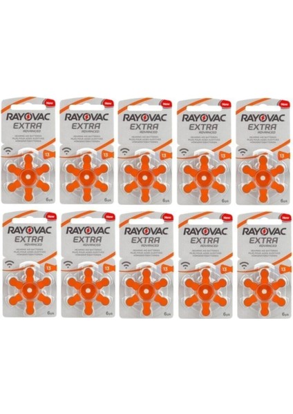 Extra Advanced 13 Numara Işitme Cihazı Pili ( PR48 ) 6 Lı x 10 Paket 60 Adet Pil Renk Kodu