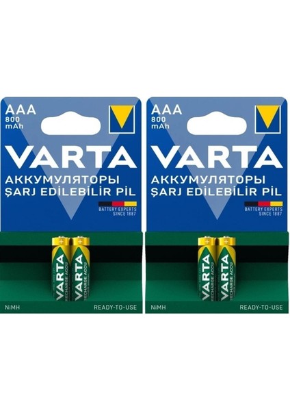 4 Adet Ready To Use 800MAH Ni-Mh Aaa Şarjlı Ince Pil