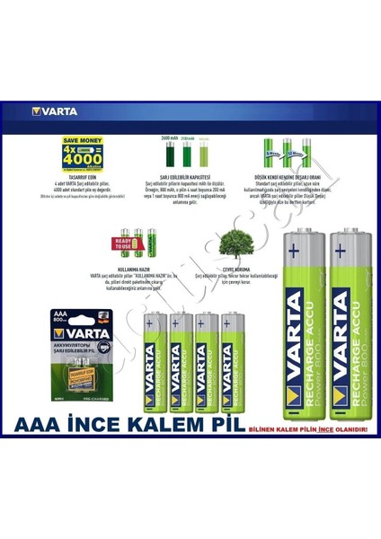 4 Adet Ready To Use 800MAH Ni-Mh Aaa Şarjlı Ince Pil fırsatları