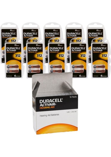 312 Numara Işitme Cihazı Pili 10 x 6 Lı Paket 60 Adet Pil PR41 Kulaklık Pili