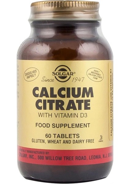 Calcium Citrate With Vitamin D3 60 Tablet