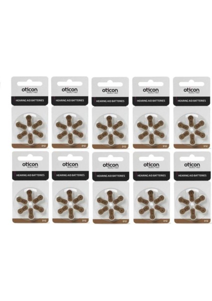 Oticon İşitme Cihazı Pili 1,5V 312 Model 6'lı Paket Yüksek Performans 60 Adet