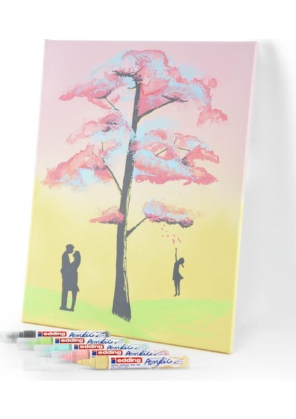 5100 Akrilik Markör 2-3 mm Yuvarlak Uç - 5'li Set (Pastel) Sarı Mavi Gül Yeşil Gri modelleri