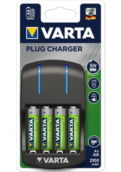 Pil Şarj Aleti Şarjlı Plug Charger 4X2100 Mh Pil Hediyeli 57647