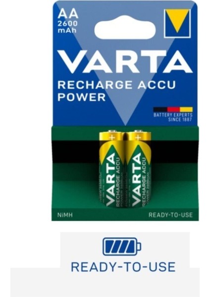 4 Adet 2600MAH Ni-Mh Ready To Use Aa Şarjlı Kalem Pil Yüksek Verimlilik Varta 2600-4