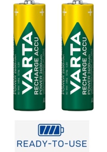 4 Adet 2600MAH Ni-Mh Ready To Use Aa Şarjlı Kalem Pil Yüksek Verimlilik Varta 2600-4