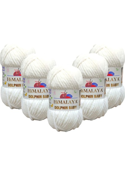Himalaya Dolphin Baby Kadife Ip 5'li Paket - 80301 Kar Beyaz - 100 Gr. 120 Mt.