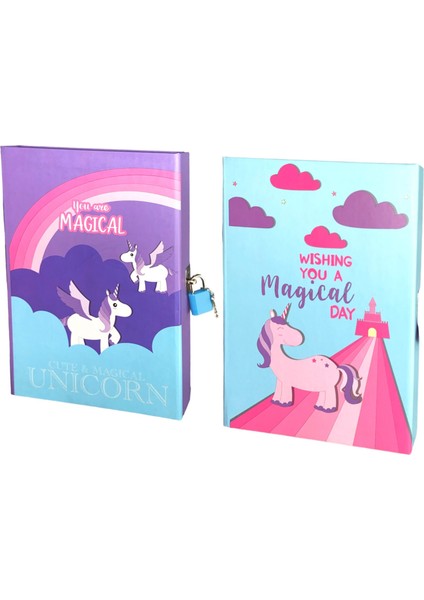 Ht-55 Unicorn Kilitli Hatıra Defteri – Pembe&mavi
